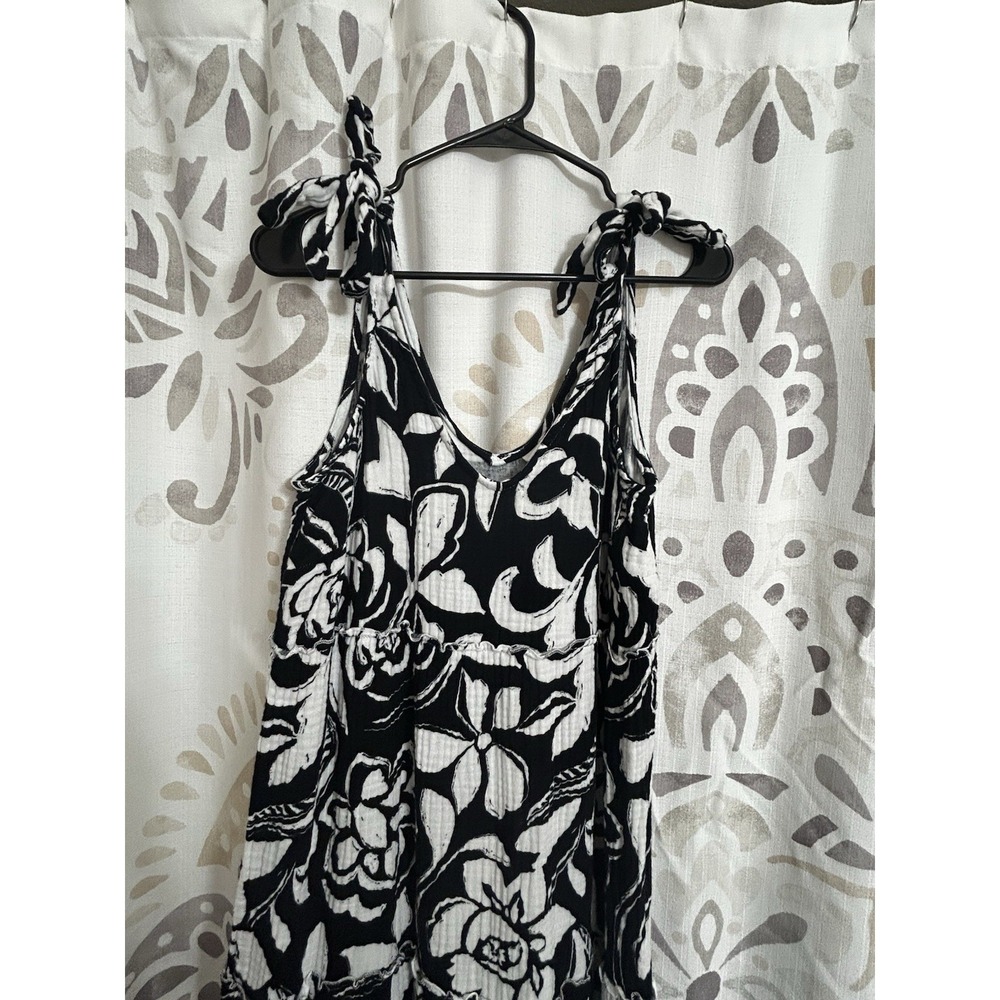 Isabel by Ingrid & Isabel Black White Floral Midi Dress Women's Small Tie Strap - Picture 3 of 5